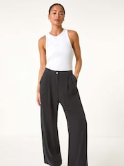 Roman Black Petite Smart Linen Mix Trousers - Image 2 of 5