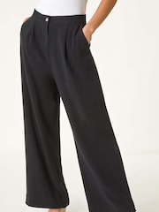 Roman Black Petite Smart Linen Mix Trousers - Image 4 of 5