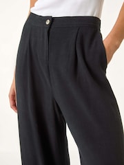 Roman Black Petite Smart Linen Mix Trousers - Image 5 of 5