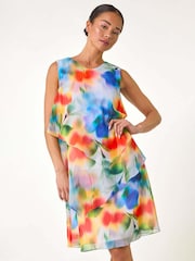 Roman Blue Petite Abstract Layered Tier Dress - Image 1 of 5