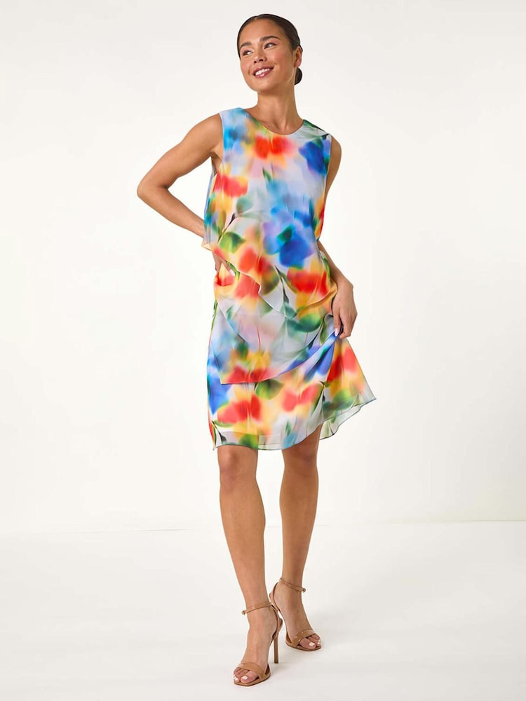 Roman Blue Petite Abstract Layered Tier Dress - Image 2 of 5
