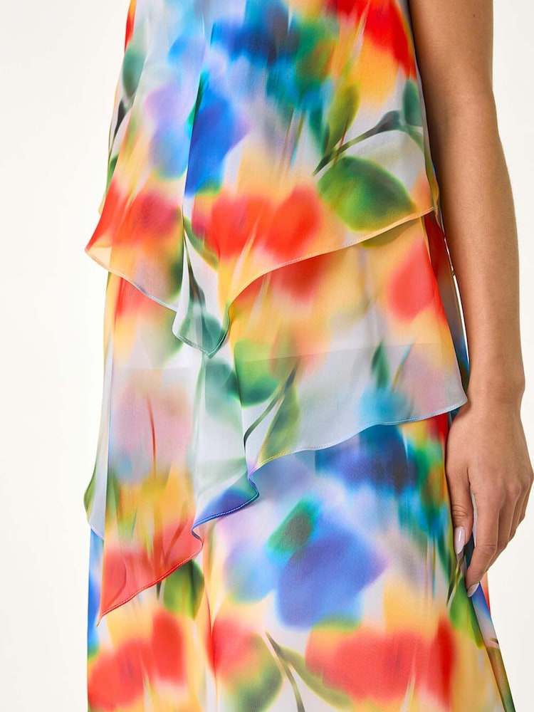 Roman Blue Petite Abstract Layered Tier Dress - Image 5 of 5