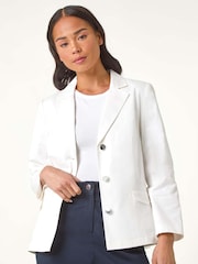 Roman White Petite Cotton Stretch Jacket - Image 1 of 5