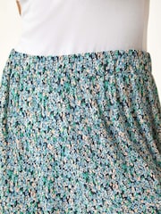 Roman Blue Petite Ditsy Crinkle Cropped Trousers - Image 5 of 5