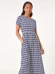 Roman Blue Petite Geometric Spot Pocket Midi Dress - Image 1 of 5