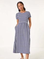 Roman Blue Petite Geometric Spot Pocket Midi Dress - Image 2 of 5