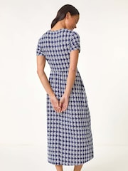 Roman Blue Petite Geometric Spot Pocket Midi Dress - Image 3 of 5