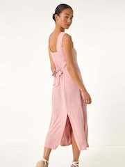 Roman Pink Petite Square Neck Buttoned Midi Dress - Image 4 of 5