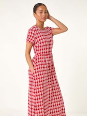 Roman Red Petite Geometric Spot Pocket Midi Dress - Image 1 of 5