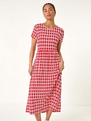 Roman Red Petite Geometric Spot Pocket Midi Dress - Image 2 of 5