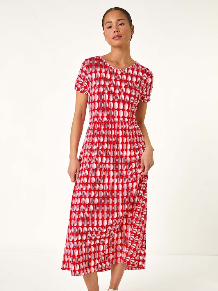 Roman Red Petite Geometric Spot Pocket Midi Dress - Image 2 of 5
