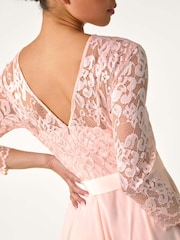 Roman Pink Petite Lace Tie Waist Maxi Dress - Image 5 of 5