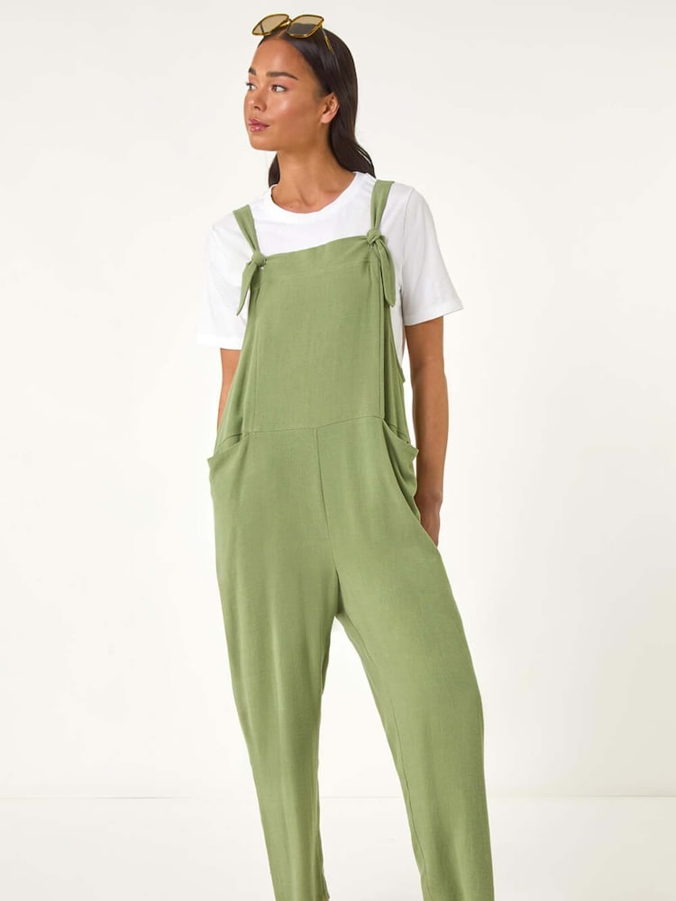 Roman Green Petite Strap Woven Jumpsuit - Image 2 of 5 Roman Green Petite Strap Woven Jumpsuit - Image 2 of 5