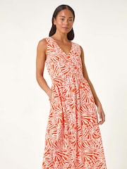 Roman Red Petite Linen Mix Midi Dress - Image 1 of 5
