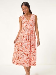 Roman Red Petite Linen Mix Midi Dress - Image 2 of 5