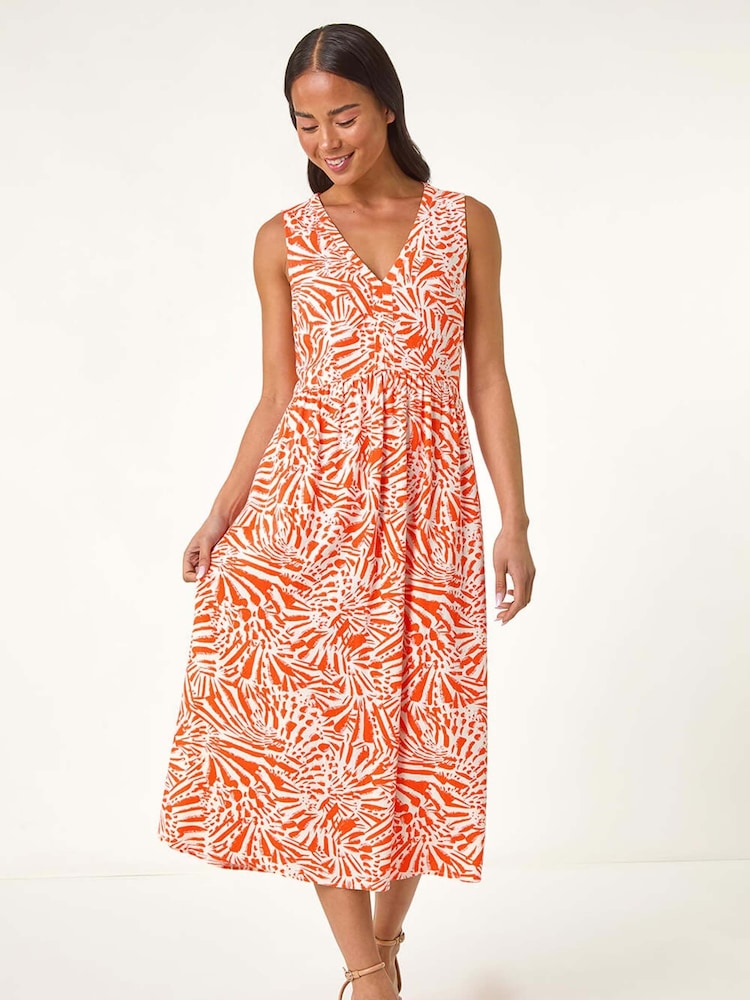 Roman Red Petite Linen Mix Midi Dress - Image 2 of 5