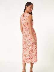 Roman Red Petite Linen Mix Midi Dress - Image 3 of 5