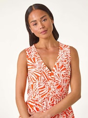 Roman Red Petite Linen Mix Midi Dress - Image 4 of 5