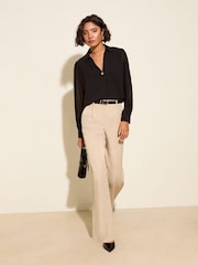 Friends Like These Black Long Sleeve V-Neck Button Front Blouse - Image 3 of 4