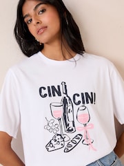 Friends Like These Cream Crew Neck Boxy Graphic Print T-Shirt - Image 1 of 4