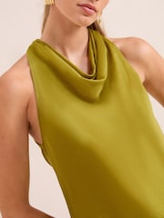 Friends Like These Green Satin Cowl Neck Sleeveless Blouse - Image 2 of 4