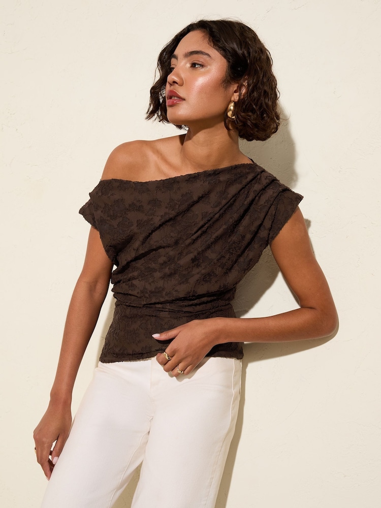 Friends Like These Chocolate Off The Shoulder Top - Image 1 of 4