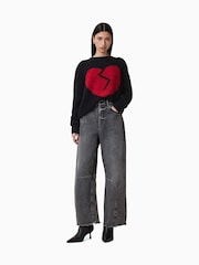 AllSaints Black Luvheart Crew Jumper - Image 6 of 8