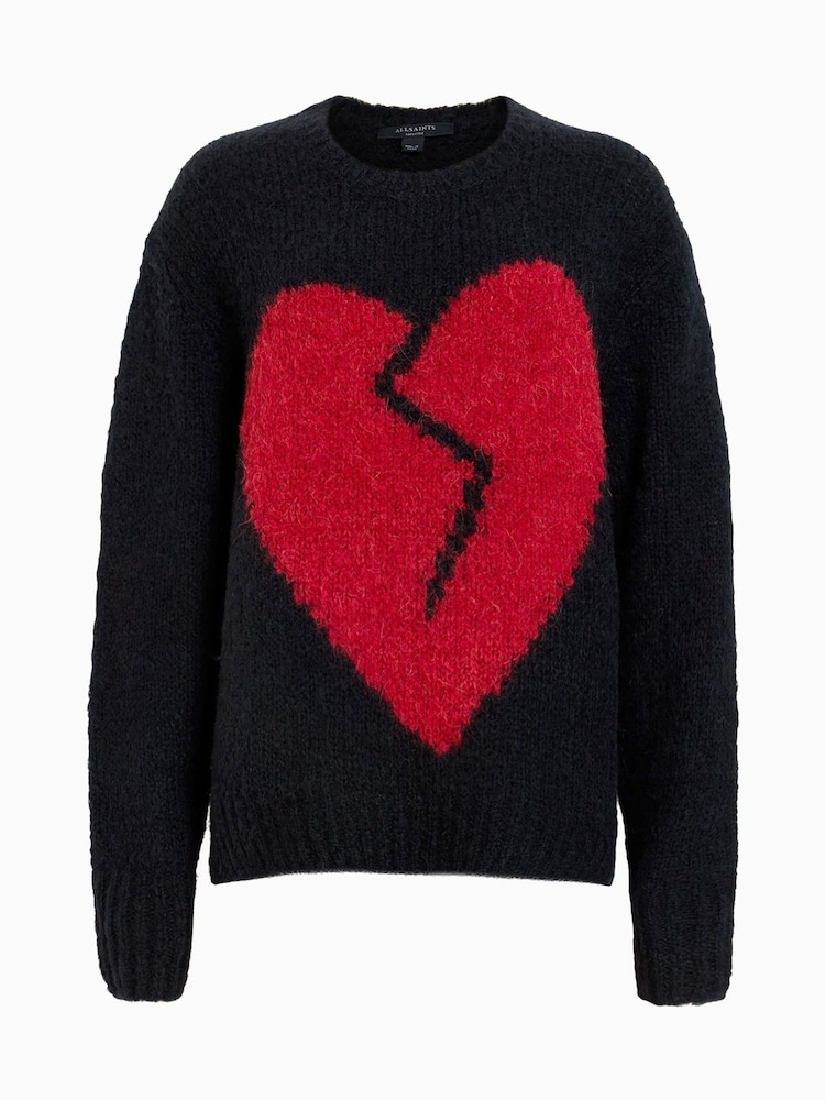 AllSaints Black Luvheart Crew Jumper - Image 8 of 8