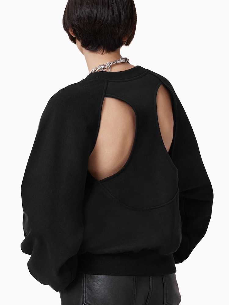 AllSaints Black Kiara Cygnet Sweatshirt - Image 2 of 7 AllSaints Black Kiara Cygnet Sweatshirt - Image 2 of 7