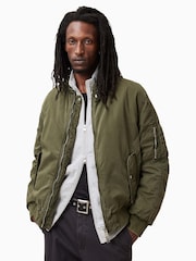 AllSaints Green Banner Bomber Jacket - Image 1 of 6