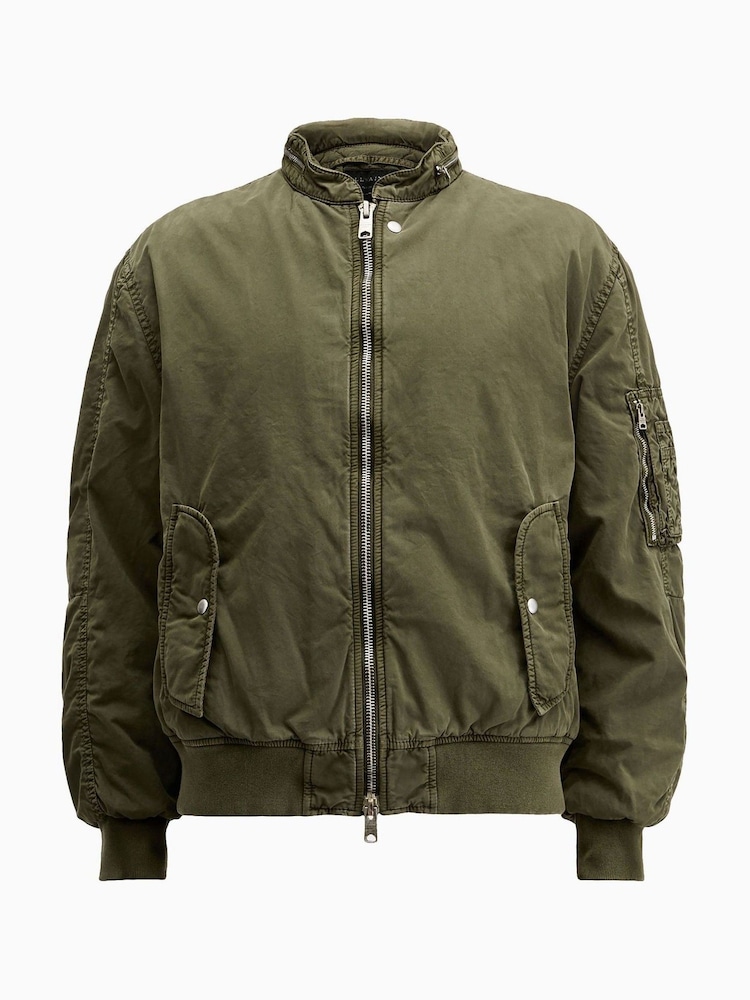 AllSaints Green Banner Bomber Jacket - Image 6 of 6