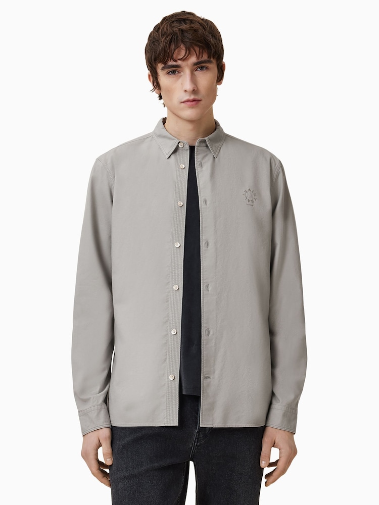 AllSaints Grey Haven Long Sleeve Shirt - Image 1 of 6