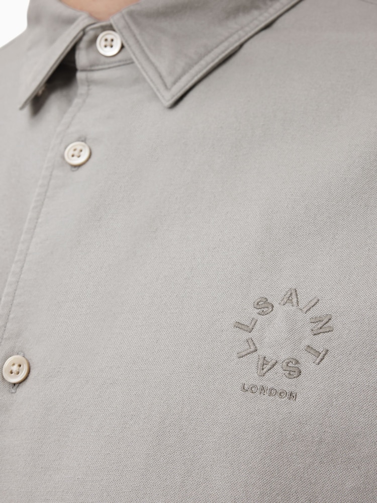AllSaints Grey Haven Long Sleeve Shirt - Image 6 of 6