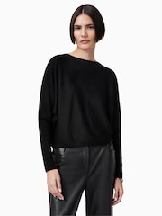 AllSaints Black Julieana Wrap Jumper - Image 1 of 8