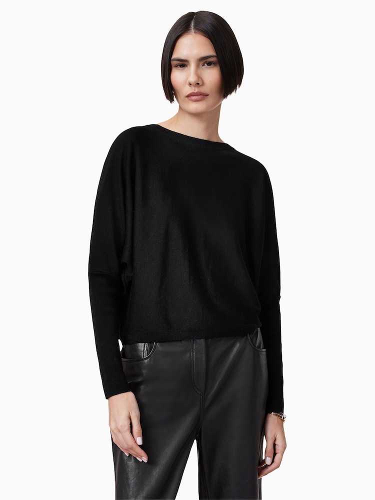 AllSaints Black Julieana Wrap Jumper - Image 1 of 8 AllSaints Black Julieana Wrap Jumper - Image 1 of 8