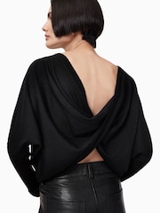 AllSaints Black Julieana Wrap Jumper - Image 3 of 8