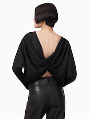 AllSaints Black Julieana Wrap Jumper - Image 6 of 8