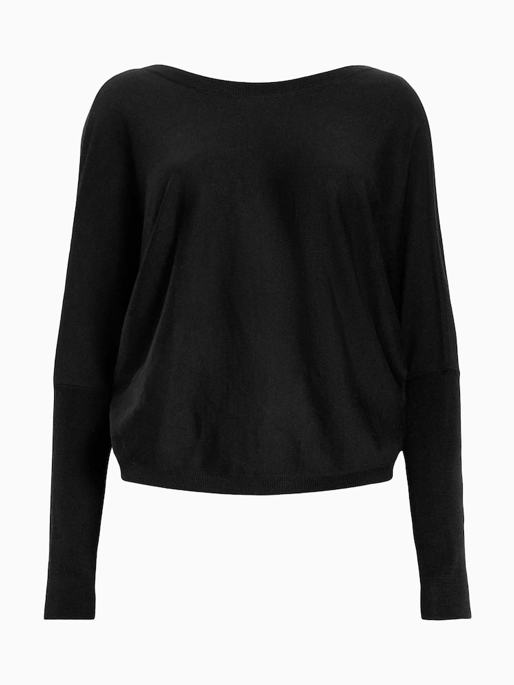 AllSaints Black Julieana Wrap Jumper - Image 8 of 8
