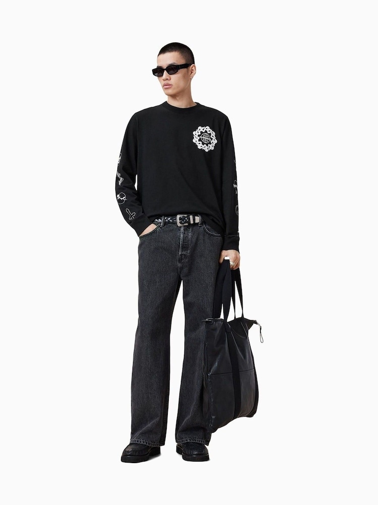 AllSaints Black 100% Organic Cotton Orbital Crew Neck T-Shirt - Image 5 of 8
