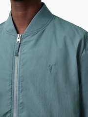 Синий - Куртка-бомбер Allsaints Bassett - Изображение 7 из 9