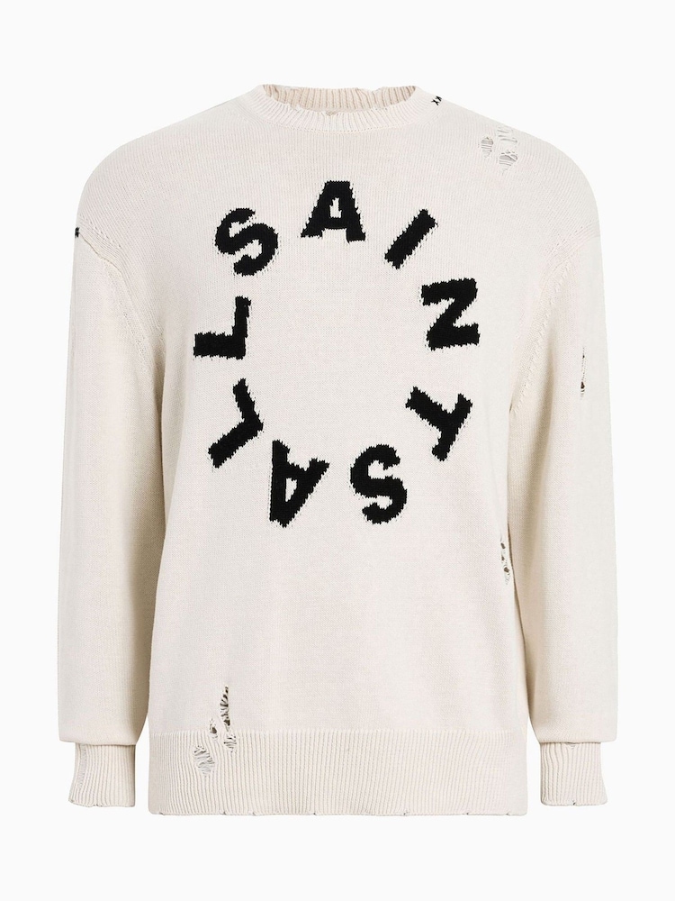 AllSaints White 100% Organic Cotton Diageo Crew Jumper - Image 7 of 7