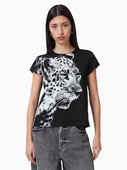 AllSaints Black Kiara Annha T-Shirt - Image 1 of 6