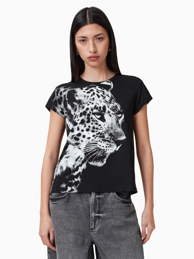 AllSaints Black Kiara Annha T-Shirt - Image 1 of 6