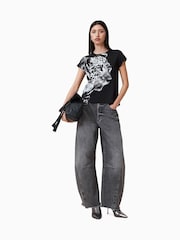AllSaints Black Kiara Annha T-Shirt - Image 3 of 6