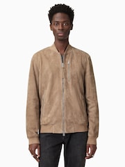 AllSaints Brown Kemble Suede Bomber Jacket - Image 1 of 5