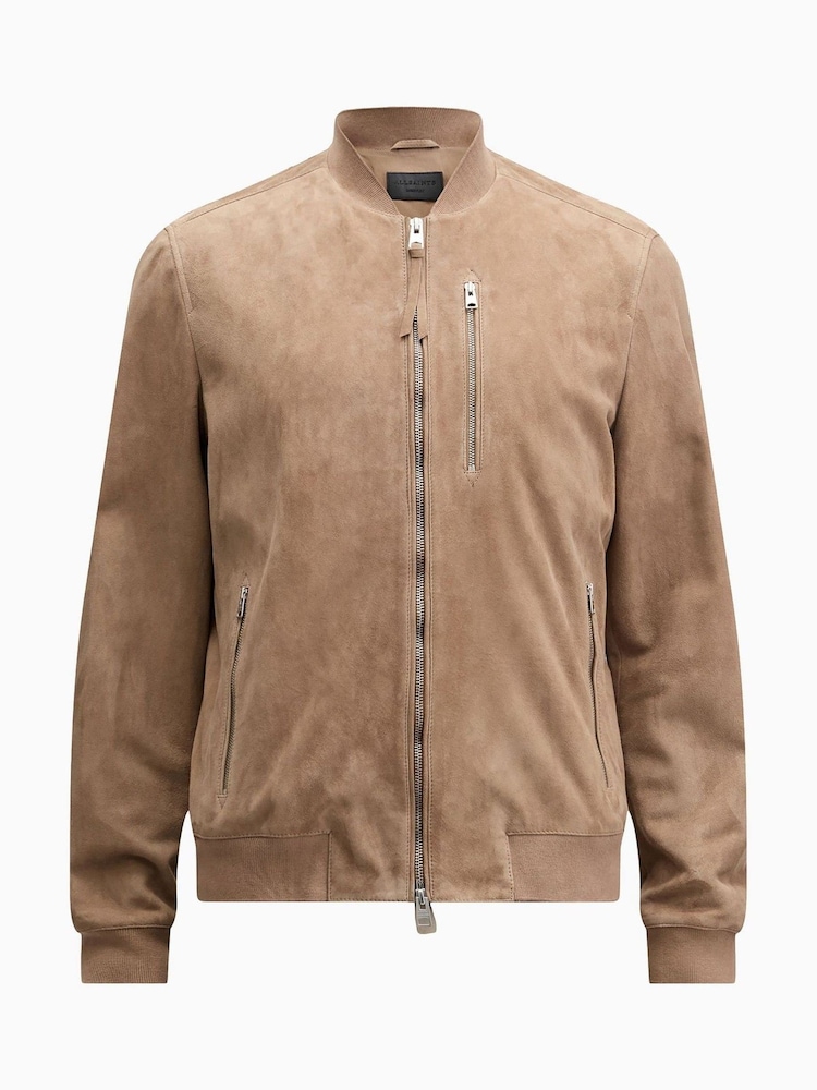 AllSaints Brown Kemble Suede Bomber Jacket - Image 5 of 5