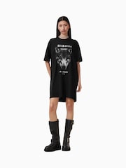 AllSaints Black 100% Organic Cotton Dawn T-Shirt Dress - Image 2 of 5