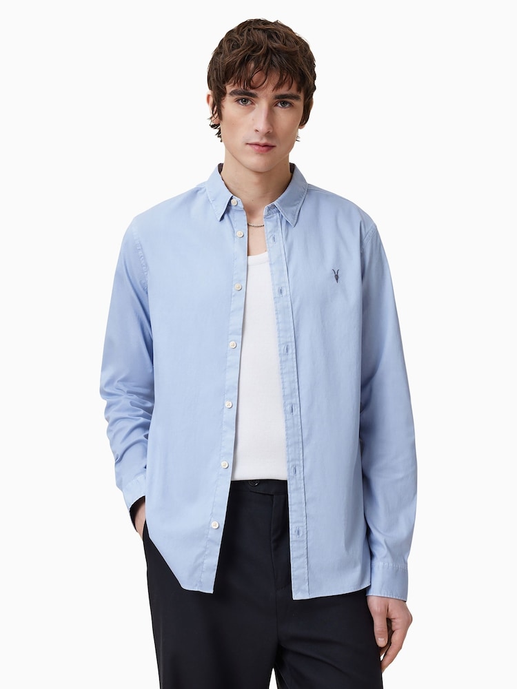 AllSaints Blue Hawthorne Shirt - Image 1 of 8
