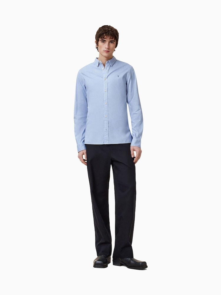 AllSaints Blue Hawthorne Shirt - Image 5 of 8