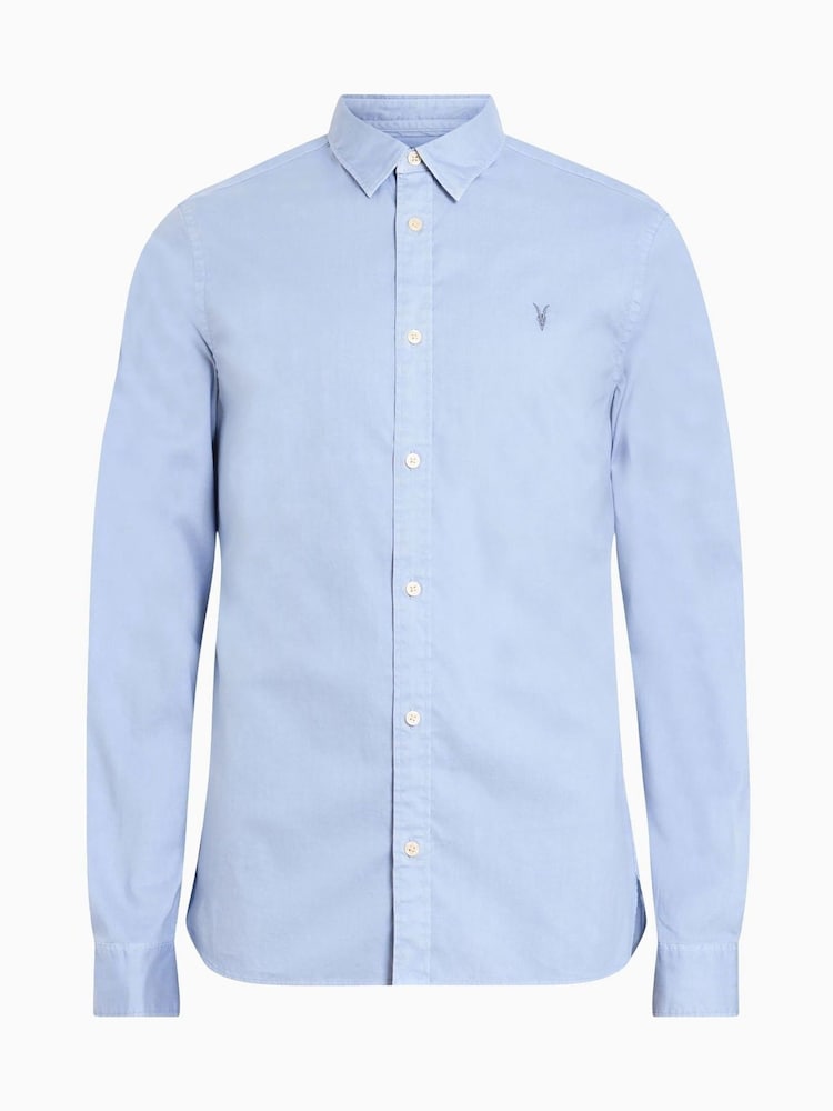 AllSaints Blue Hawthorne Shirt - Image 8 of 8